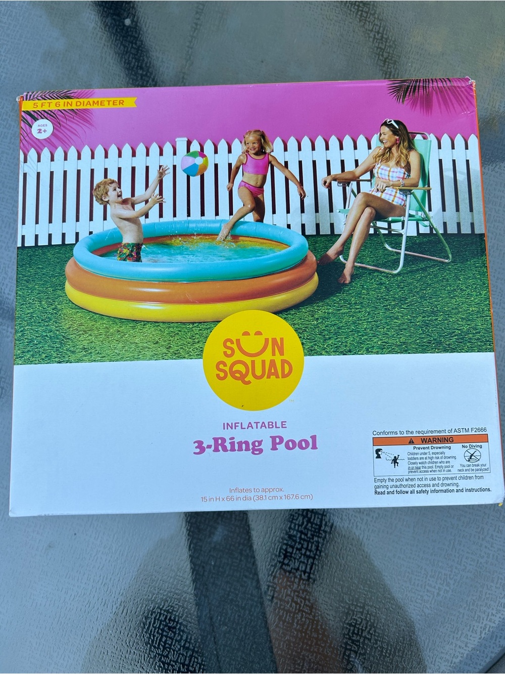 Kids Inflatable Swim Pool - Blue, Orange, Yellow